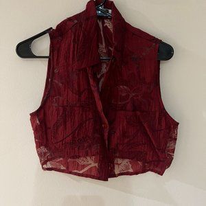 Lace Red Floral Cropped Tank